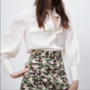 Zara satin effect pocket shirt